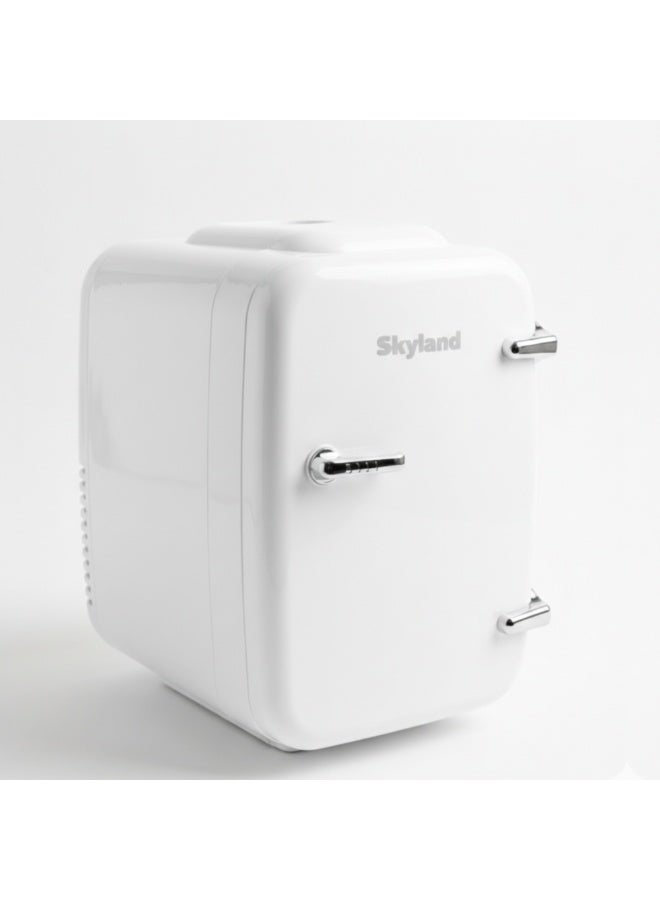 سكاي لاند ثلاجة صغيرة من سكايلاند سعة 4 لتر / 6 علب-مبرد ومسخن محمول للعناية بالبشرة ومستحضرات التجميل والأطعمة والمشروبات - ثلاجة تجميل شخصية هادئة وموفرة للطاقة للمنزل والمكتب والسيارة والسفر (أبيض) - Image 1